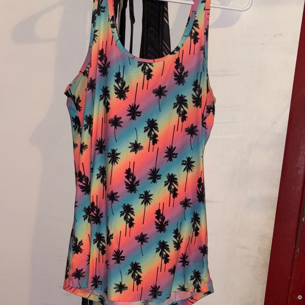 No Boundaries Multicolor Palm Tree Tank Top